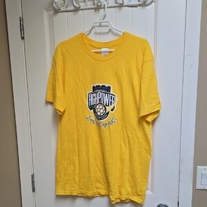 Gildan Men's Cotton Yellow High Power SoccerCamp T-Shirt Large Short Sleeve